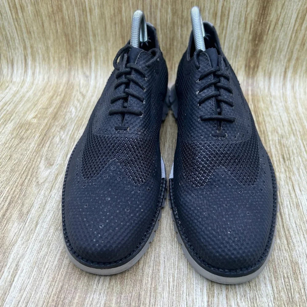 Cole Haan Zerogrand No Stitch Men's 8 M Black Knit Wingtip Oxford Shoes C20021
